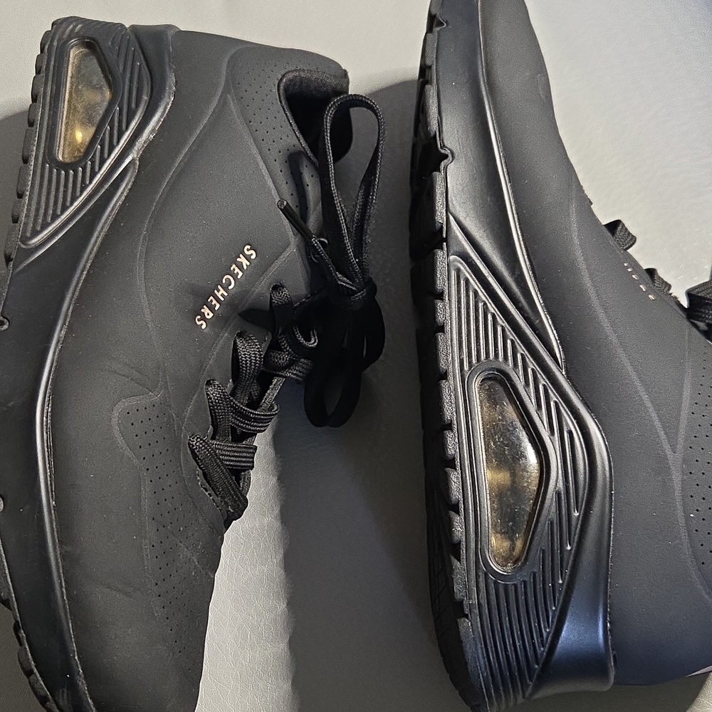 Skechers Womans Black Lace-Up Sneakers - Picture 2 of 5